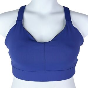 Oiselle Queen Sports Bra sz 38D * Running Gym Workout Blue Rapids Run Sport